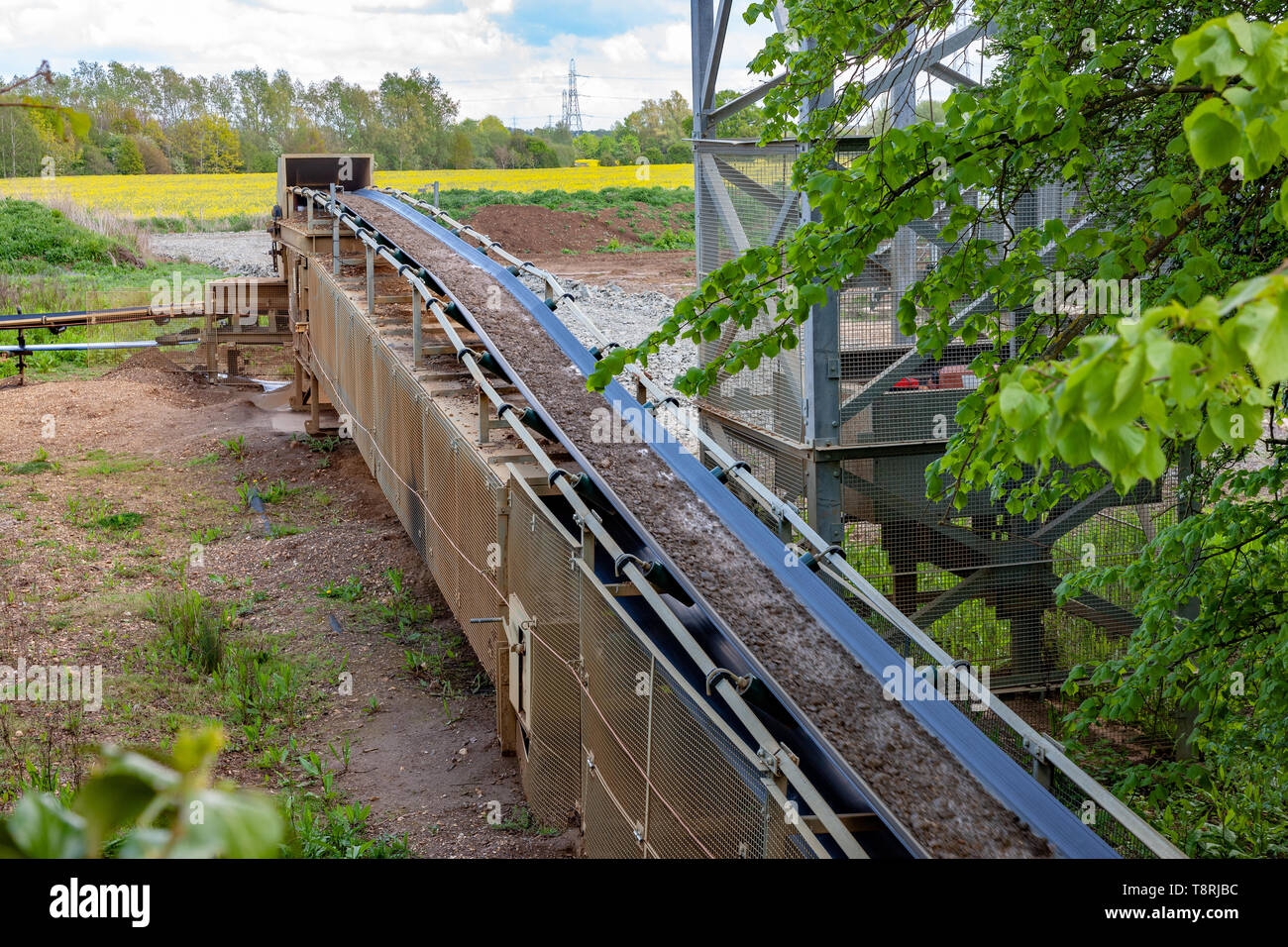 Conveyor belt feeding material to Hanson Aggregates, Earls Barton