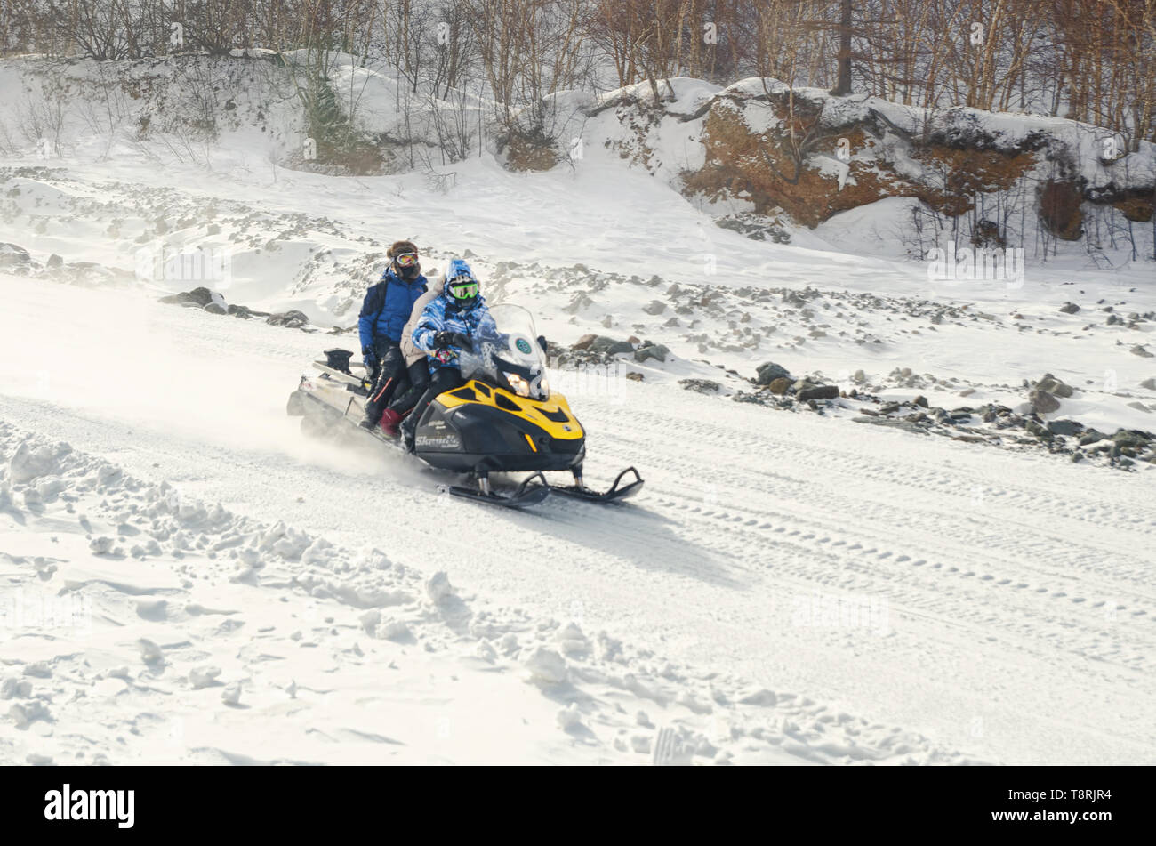 https://c8.alamy.com/comp/T8RJR4/tourist-rides-snow-motor-sled-in-changbai-mountain-scenic-area-T8RJR4.jpg