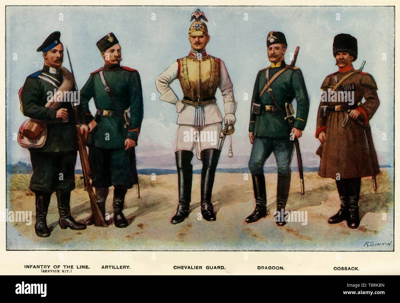'Types of the Russian Army', 1919. Creator: Richard Simkin. Stock Photo
