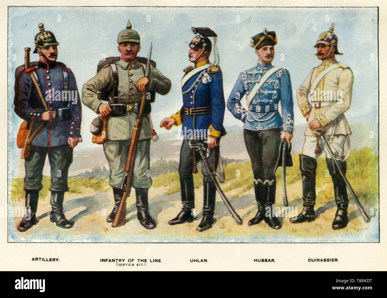 'Types of the German Army', 1919. Creator: Richard Simkin. Stock Photo