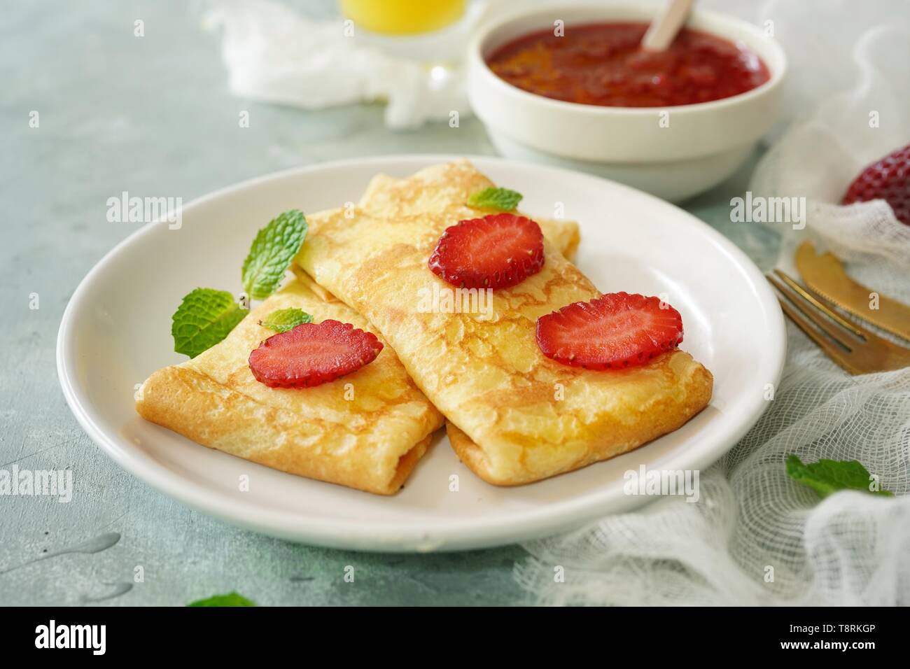 Baked Sweet Ricotta Crepes Homemade Thin Breakfast Pancakes With