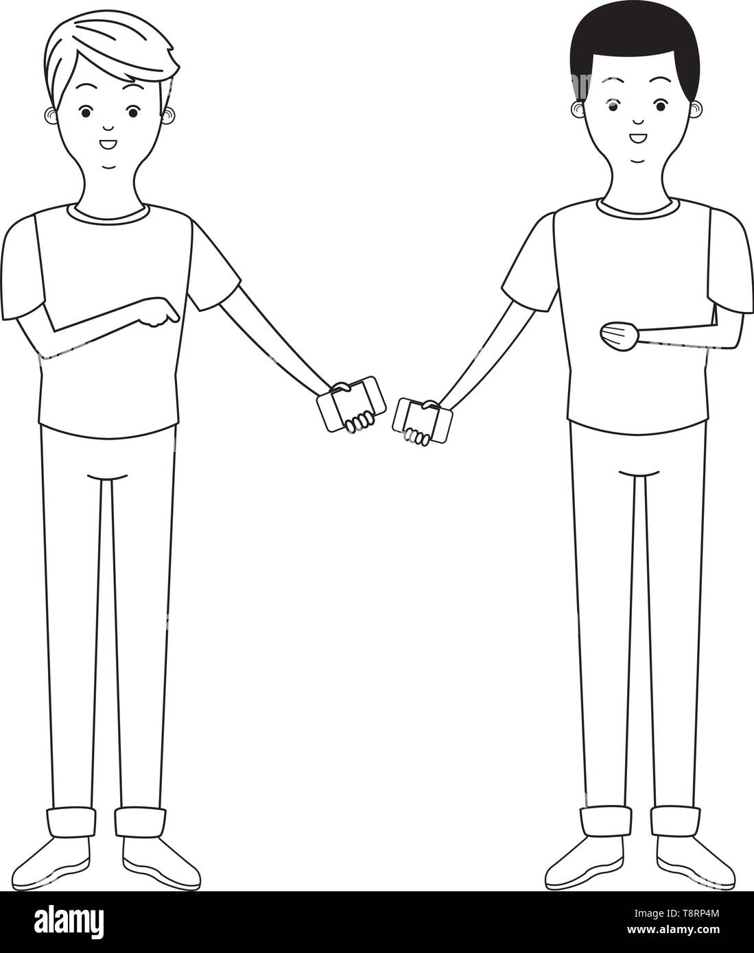 young men cartoon in black and white Stock Vector Image & Art - Alamy