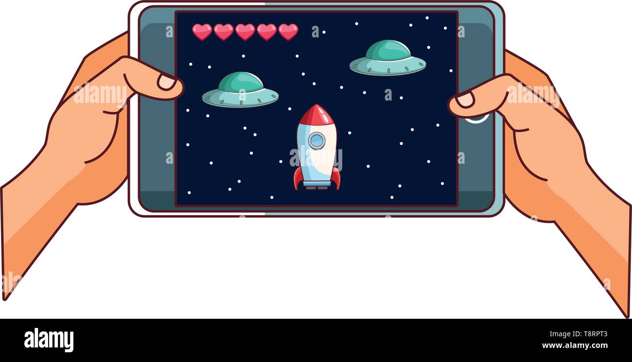 Smartphone videogames app cartoons Stock Vector