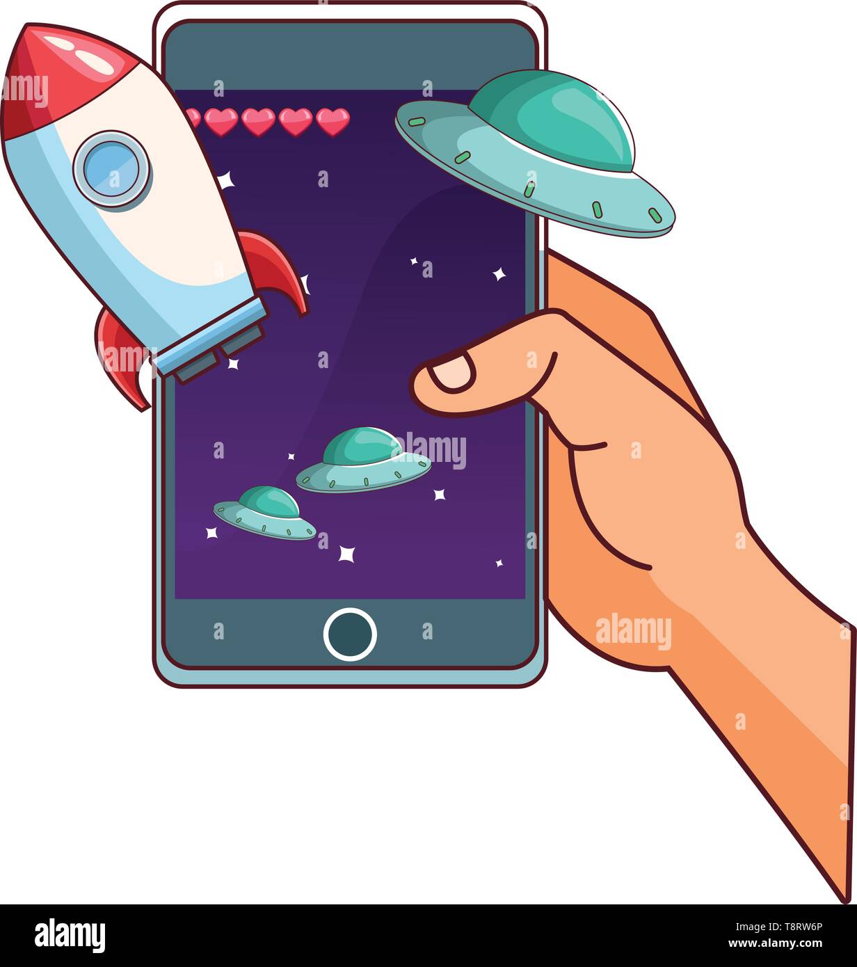 Smartphone videogames app cartoons Stock Vector