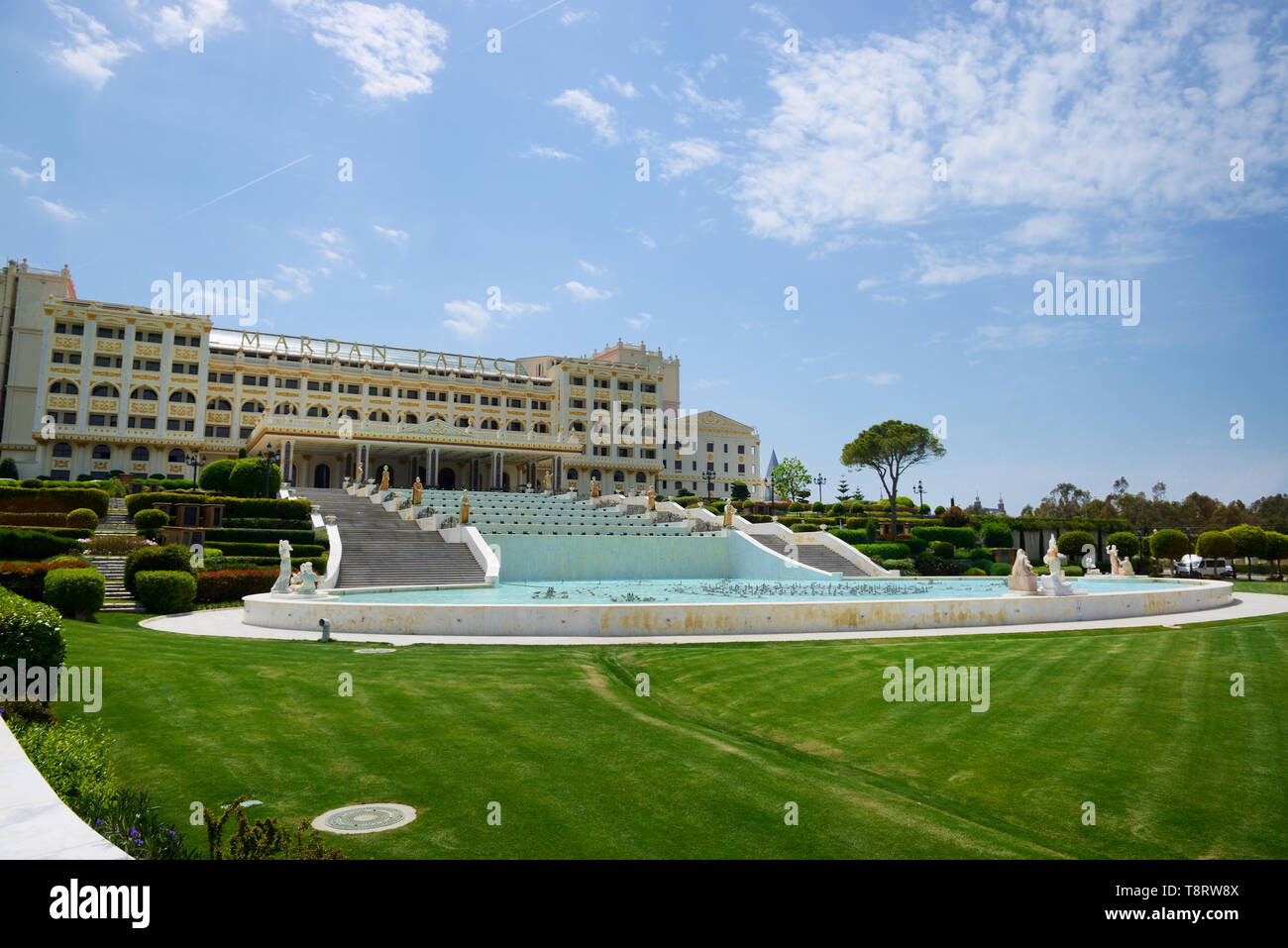 ANTALYA, TURKEY - APRIL 23: The Mardan Palace luxury hotel is considered Europes most expensive luxury resort on April 23, 2014 in Antalya, Turkey. It Stock Photo