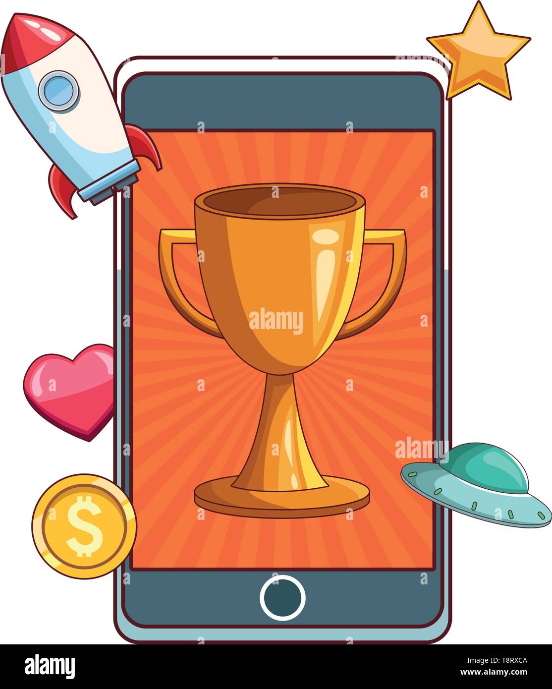 Smartphone videogames app cartoons Stock Vector