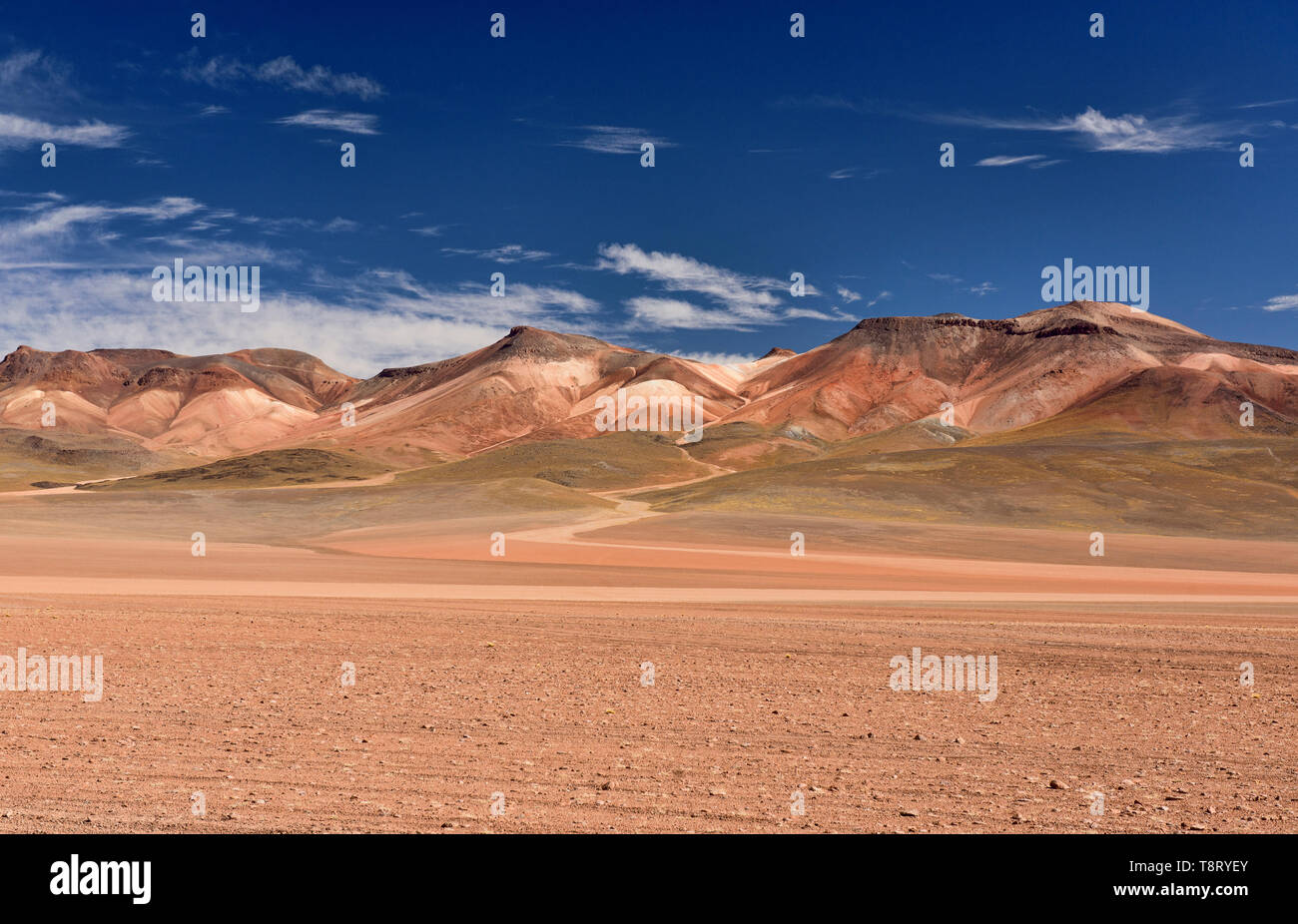 Palette of colors in the Salvador Dali Valley, Salar de Uyuni, Bolivia Stock Photo