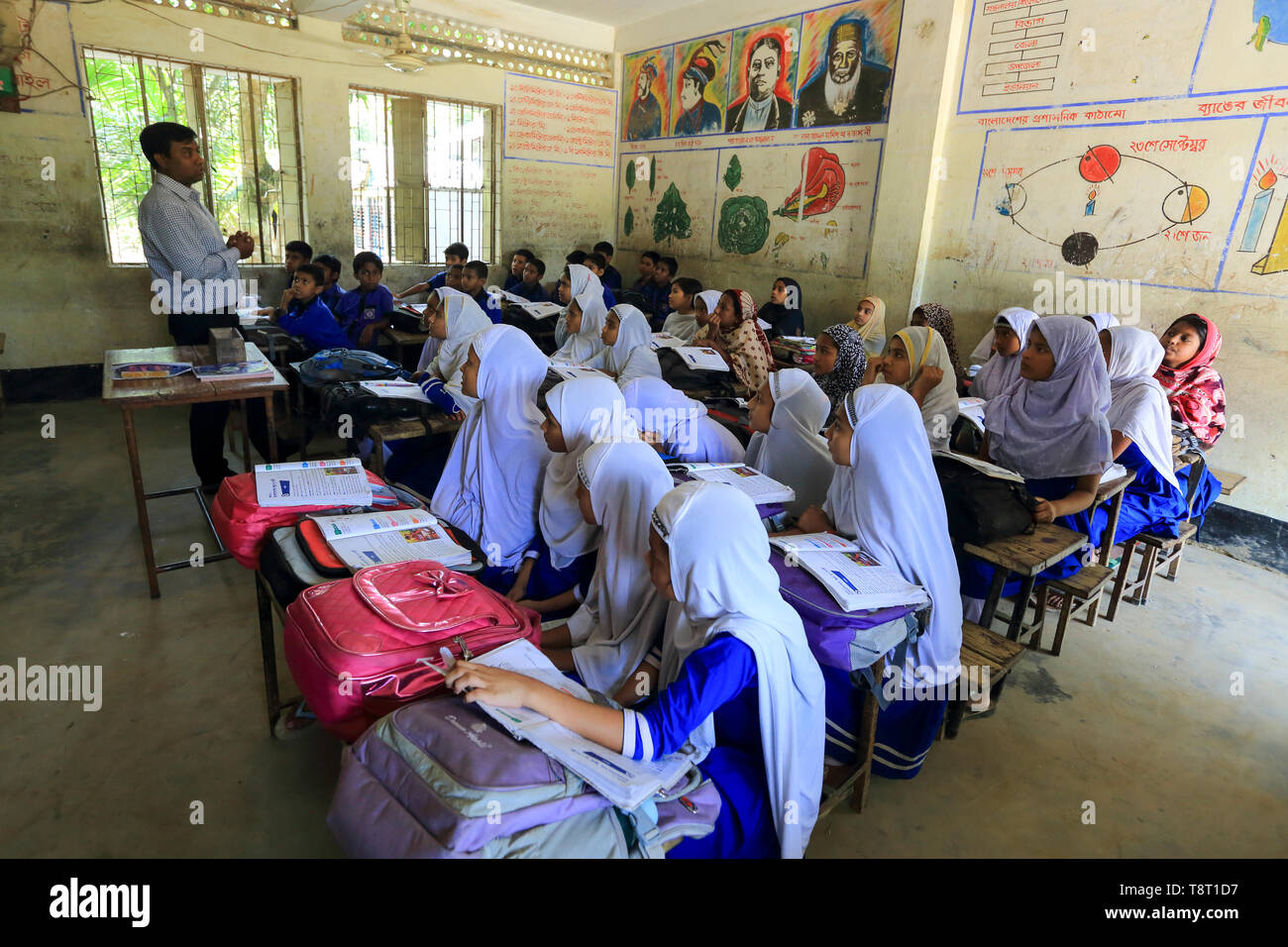 Bangladeshi primary school students in their classroom. Narsingdi