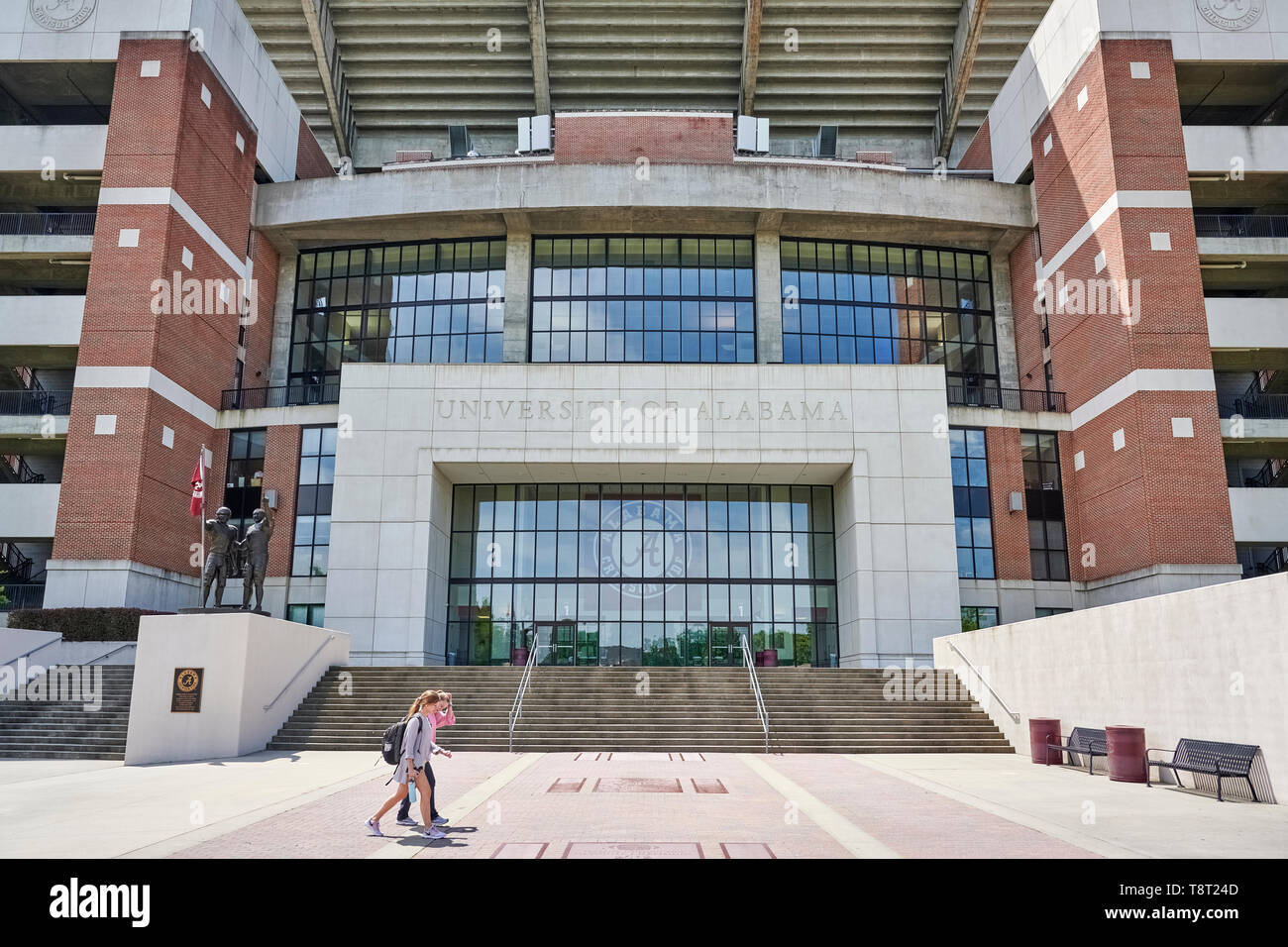 Front exterior entrance to Bryant - Denny Stadium, the football stadium, for the University of Alabama in Tuscaloosa Alabama, USA. Stock Photo