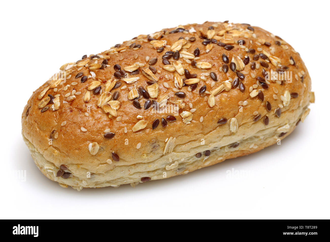 Multigrain bread loaf isolated on white background Stock Photo