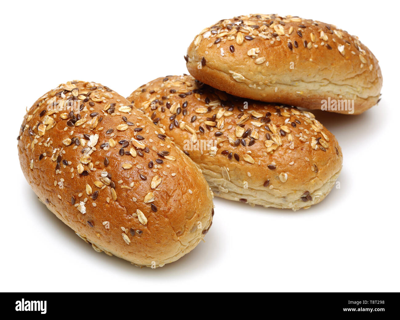 Multigrain bread loaf isolated on white background Stock Photo