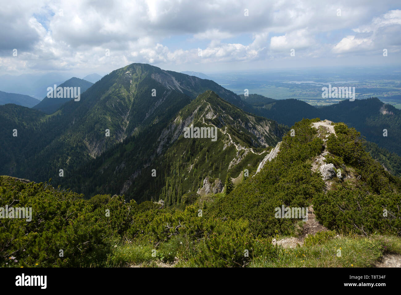 Ridge between Herzogstand and Heimgarten mountain in Bavaria, Germany in summertime Stock Photo