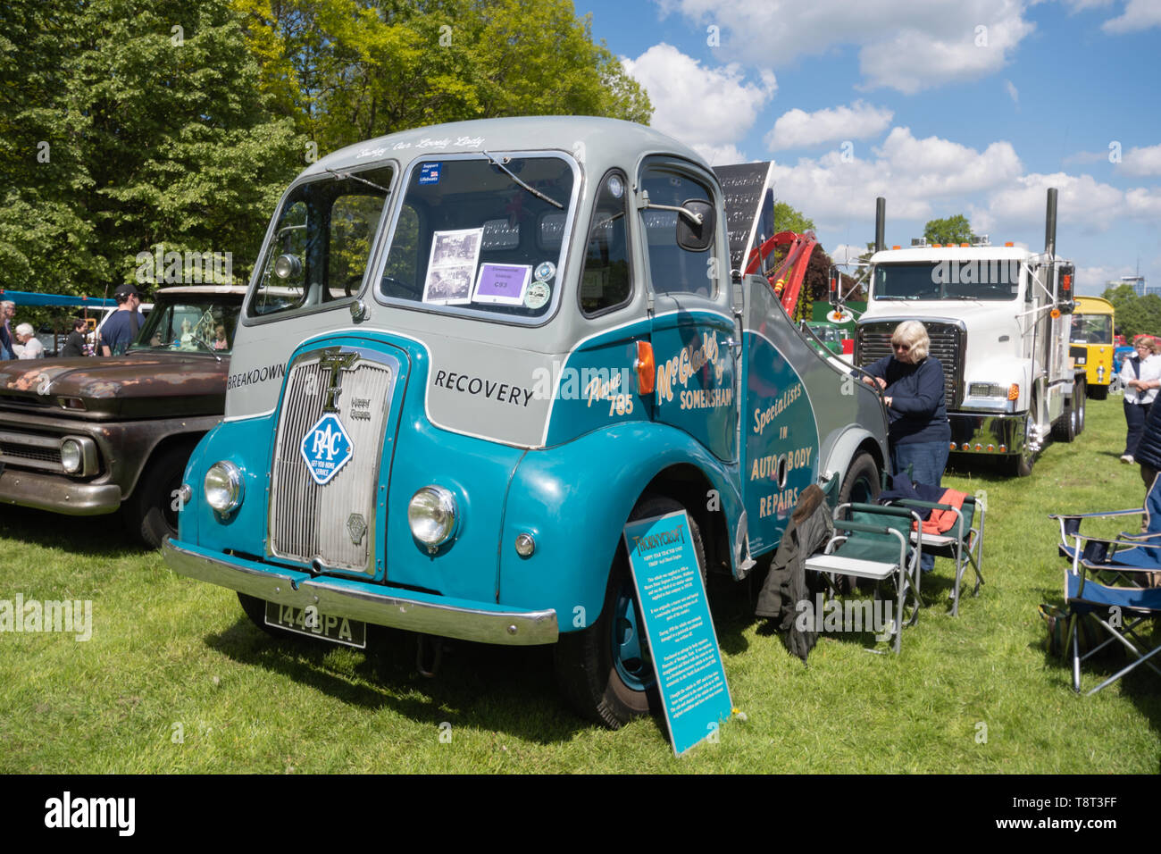 Traditional Thornycroft Nippy Star Tractor Unit and other commercial vehicles on display at the Basingstoke Transport Festival Stock Photo