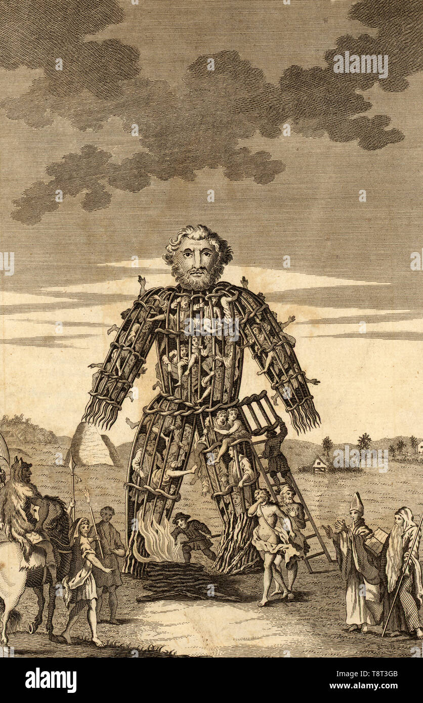 Wicker Man, An 18th century illustration of a wicker man by Thomas Pennant Stock Photo