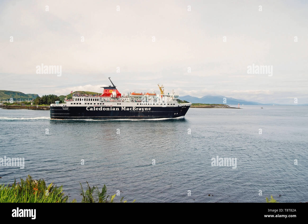 Oban, United Kingdom - February 20, 2010: Cruise liner Caledonian MacBrayne in sea. Holiday ship navigate along sea coast. Marine travel. Cruise destination and travel. dream cruise Stock Photo