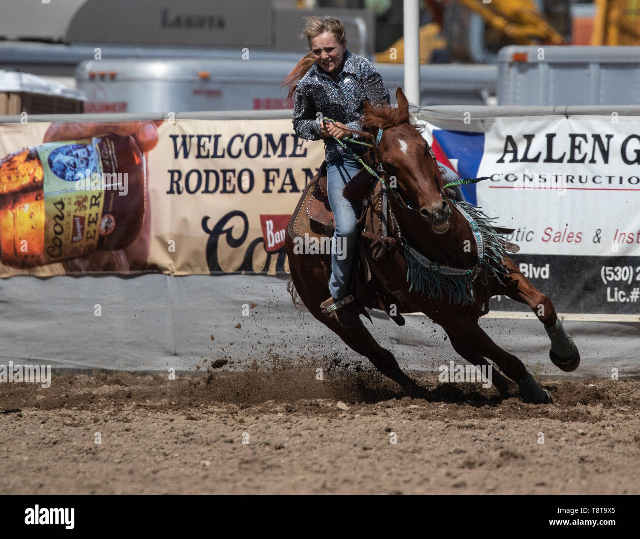 Rodeo action at the Cottonwood Rodeo in Northern California Stock Photo