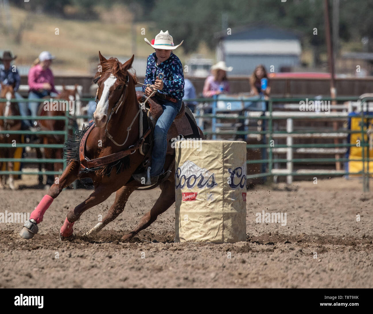 Rodeo action at the Cottonwood Rodeo in Northern California Stock Photo