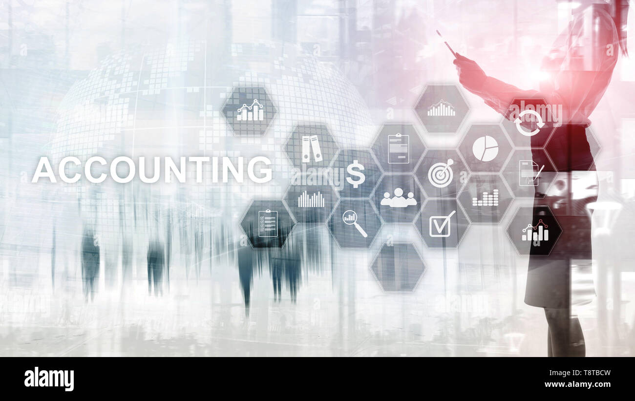 Accounting, Business and finance concept on virtual screen. Stock Photo