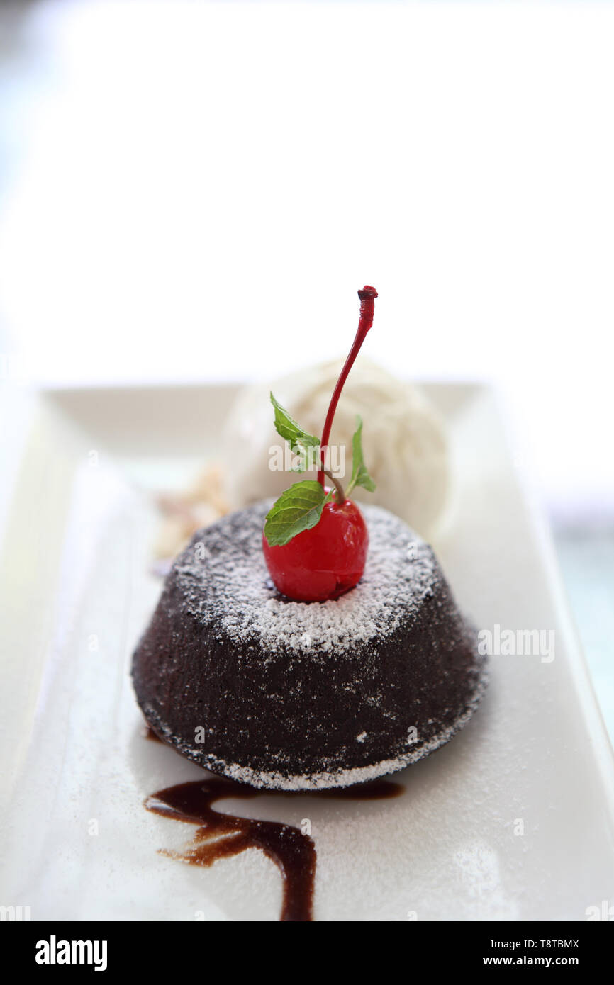 Chocolate Lava Cake with ice cream Stock Photo - Alamy