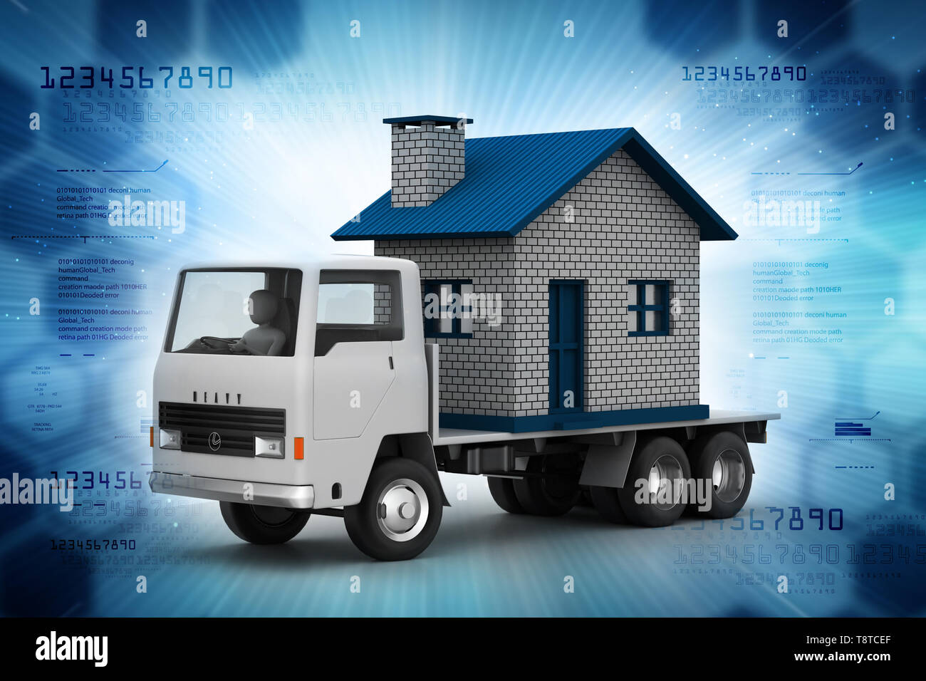 Home in a truck in color back ground Stock Photo - Alamy