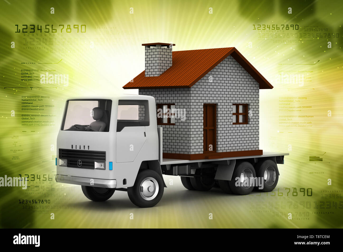 Home in a truck in color back ground Stock Photo - Alamy