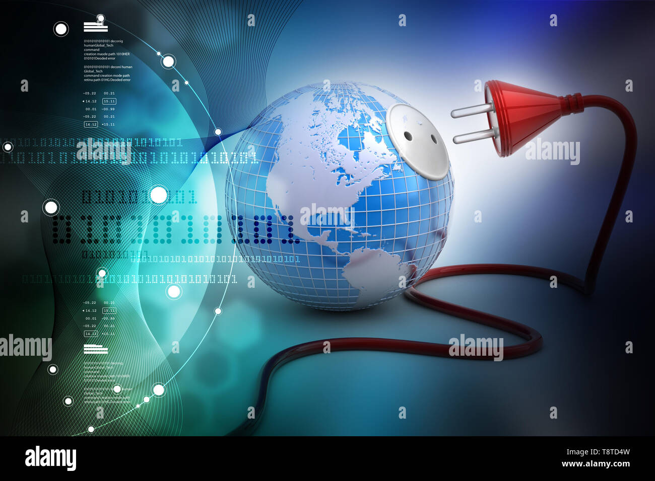 Earth with electric cable Stock Photo Alamy