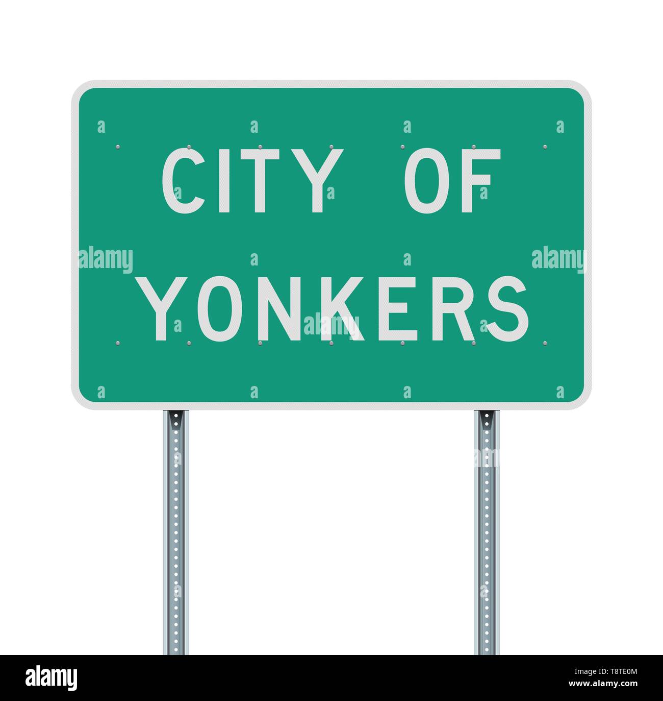 Vector illustration of the City of Yonkers green road sign Stock Vector