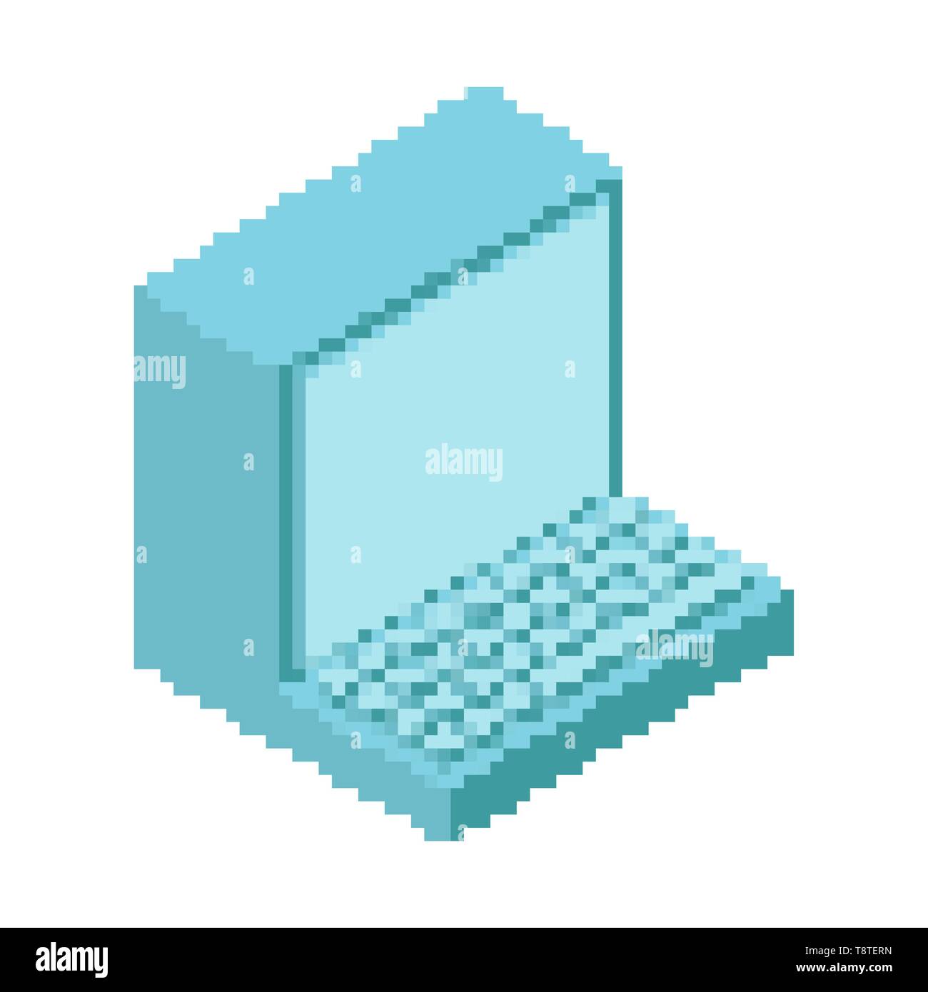 Old computer pixel art. Outdated PC 8 bit. obsolete technology 16bit. Vector illustration Stock Vector