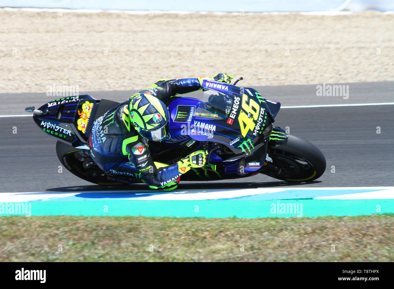 46 Valentino Rossi on track, free practice, MotoGP Spain round Stock Photo