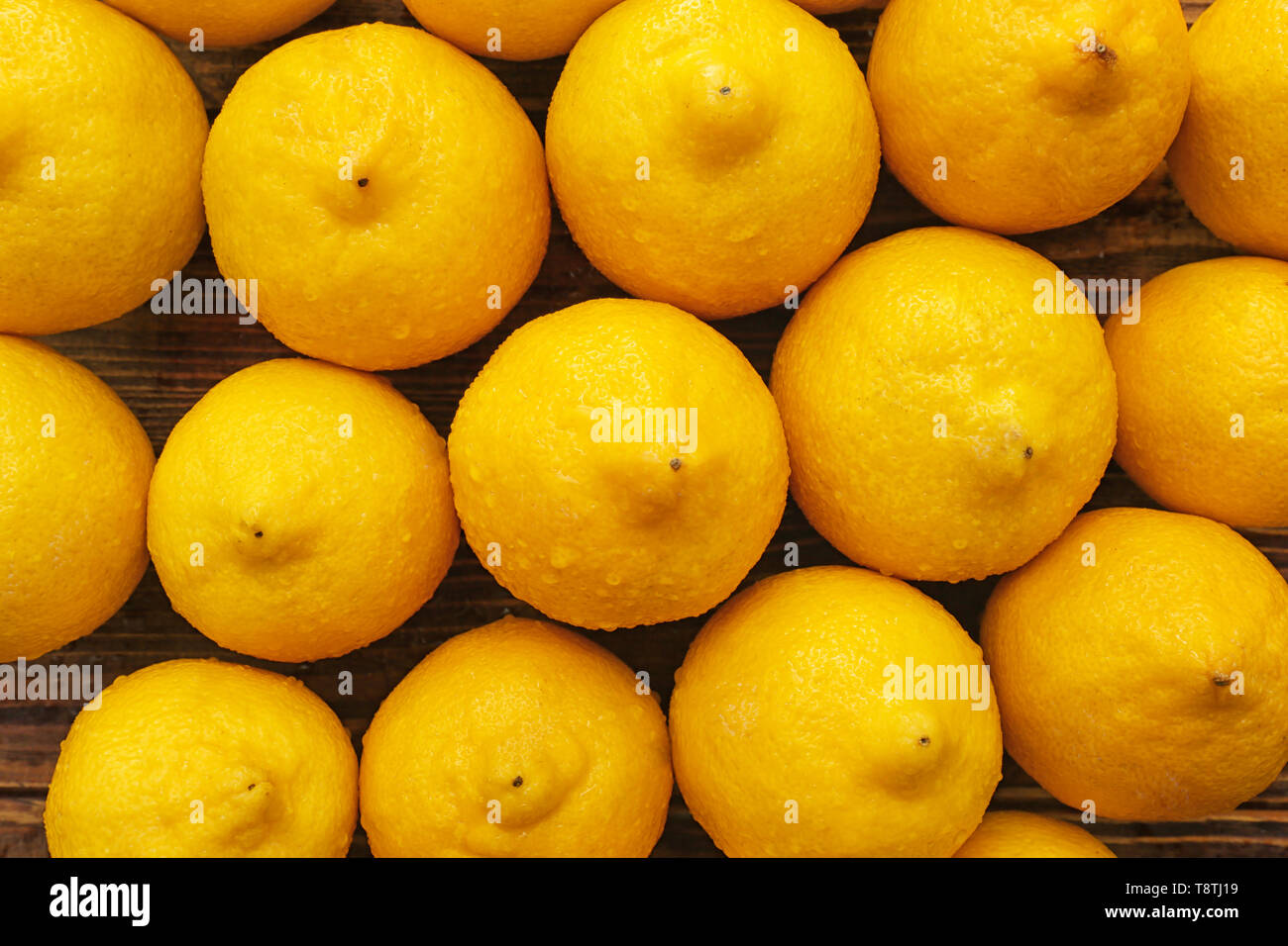 Ripe juicy lemons, top view Stock Photo - Alamy