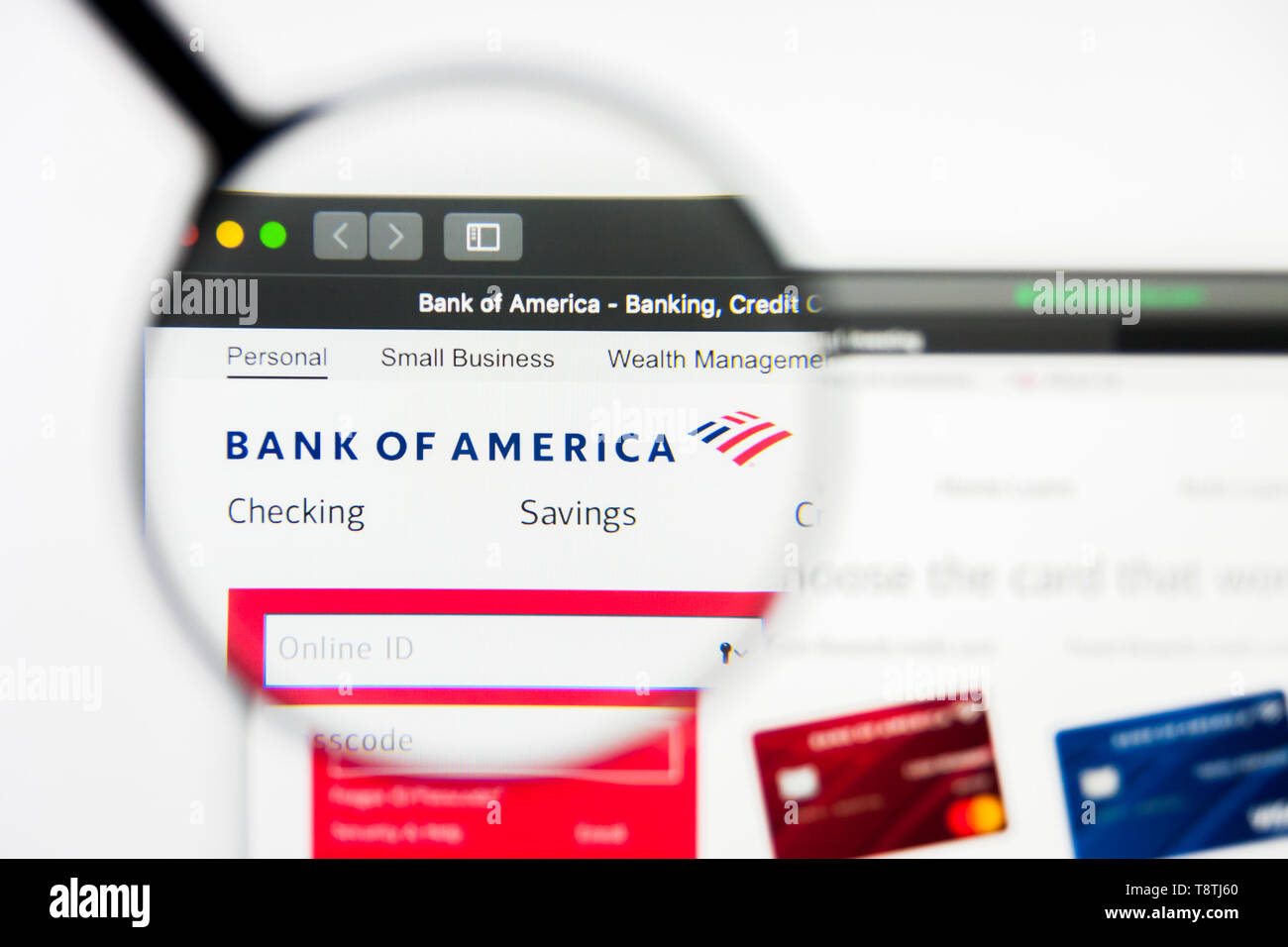 Richmond, Virginia, USA - 9 May 2019: Illustrative Editorial of Bank of America Corporation website homepage. Bank of America Corporation logo visible Stock Photo