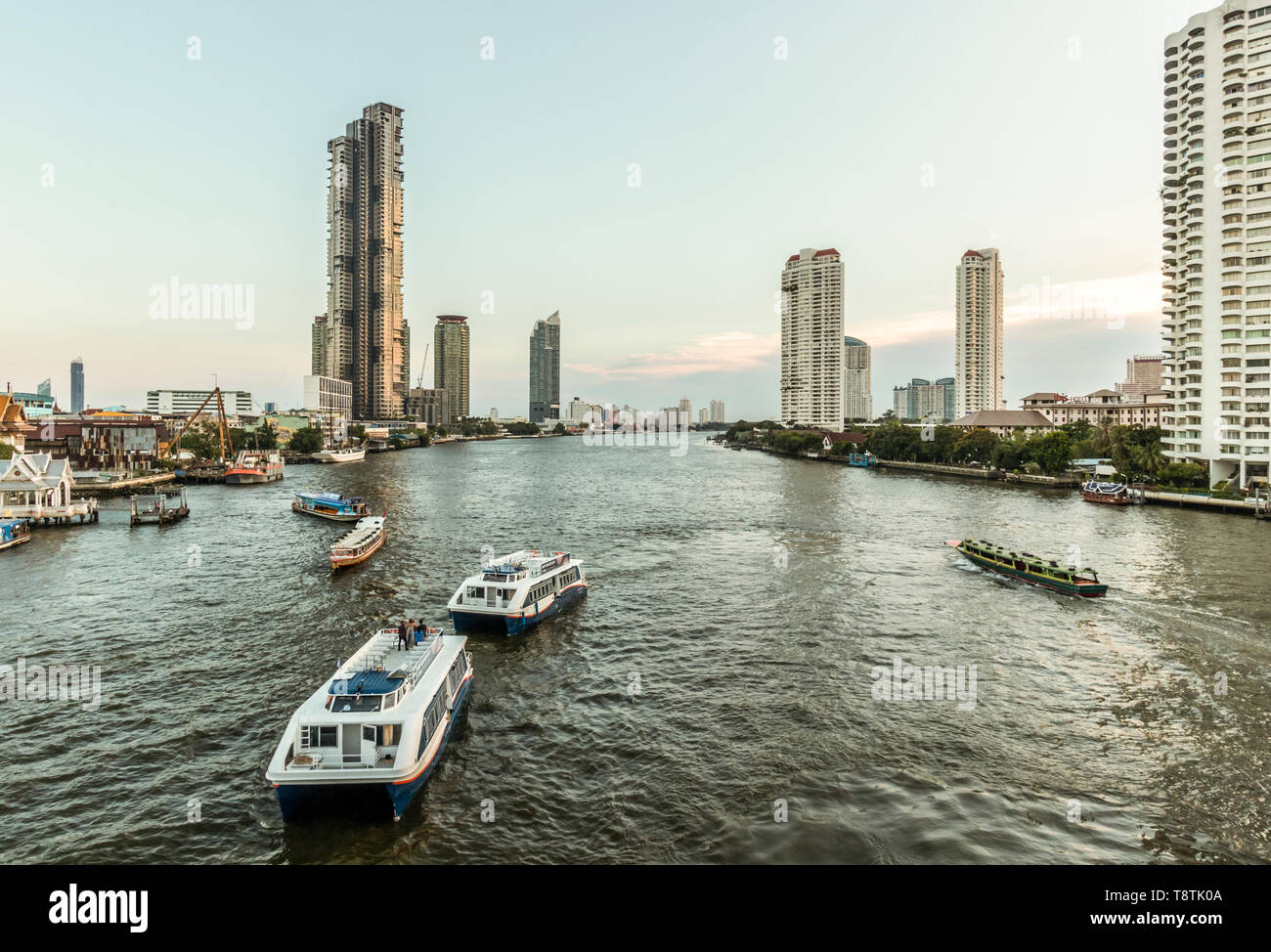Boats on River Chao Phraya Bangkok Thailand Stock Photo - Alamy