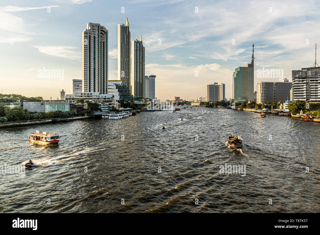 Boats on River Chao Phraya Bangkok Thailand Stock Photo - Alamy