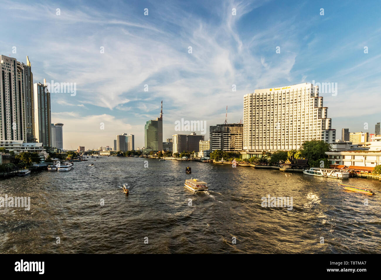 Boats on River Chao Phraya Bangkok Thailand Stock Photo - Alamy
