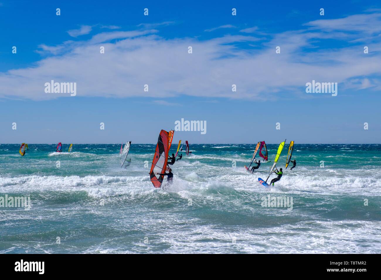 Windsurfers In The Surf Beach Plage De Lhuveaune