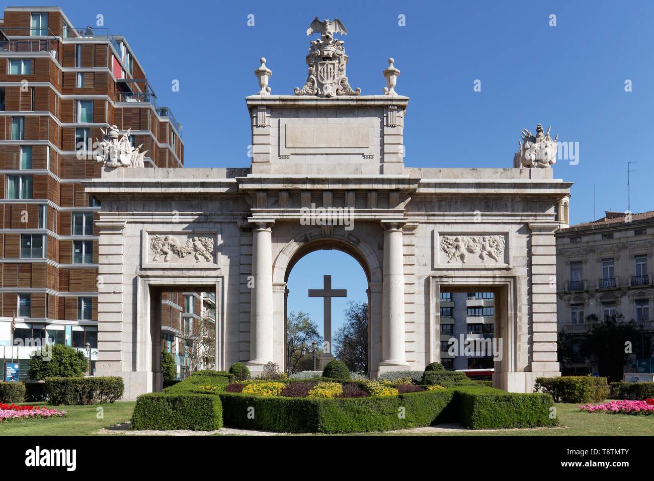 Monument to the fallen of the Spanish Civil War, Puerta de la Mar, Valencia, Spain Stock Photo