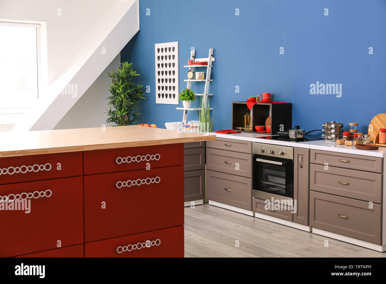 Interior of modern kitchen with stylish furniture Stock Photo - Alamy