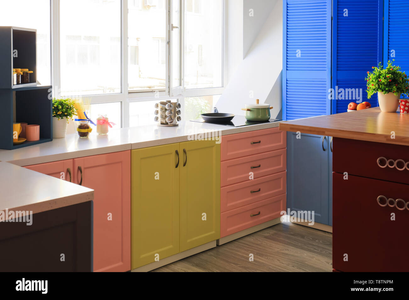 Interior of modern kitchen with stylish furniture Stock Photo - Alamy