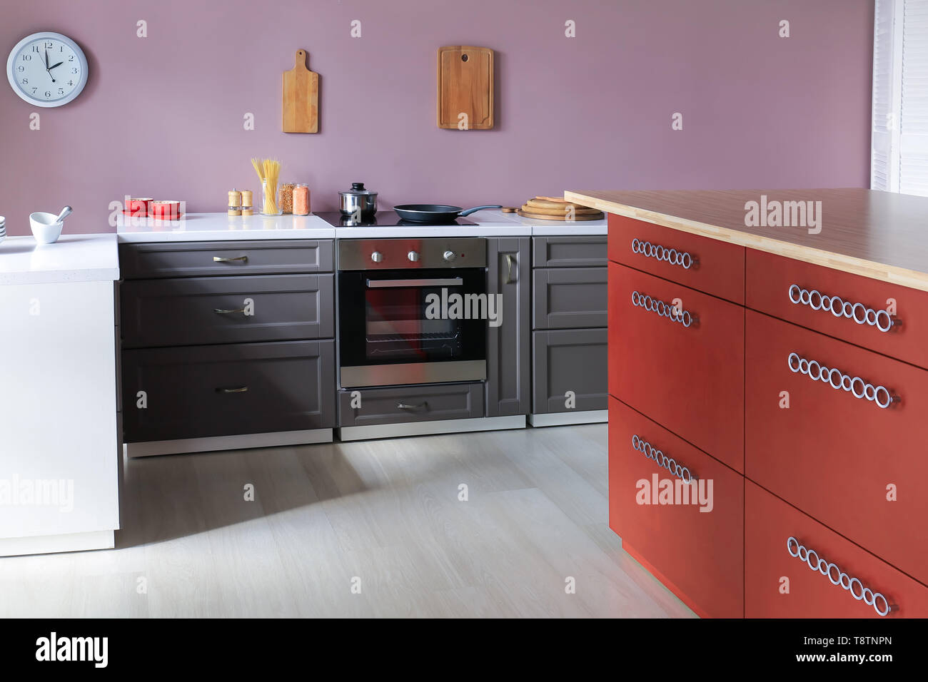 Interior of modern kitchen with stylish furniture Stock Photo - Alamy