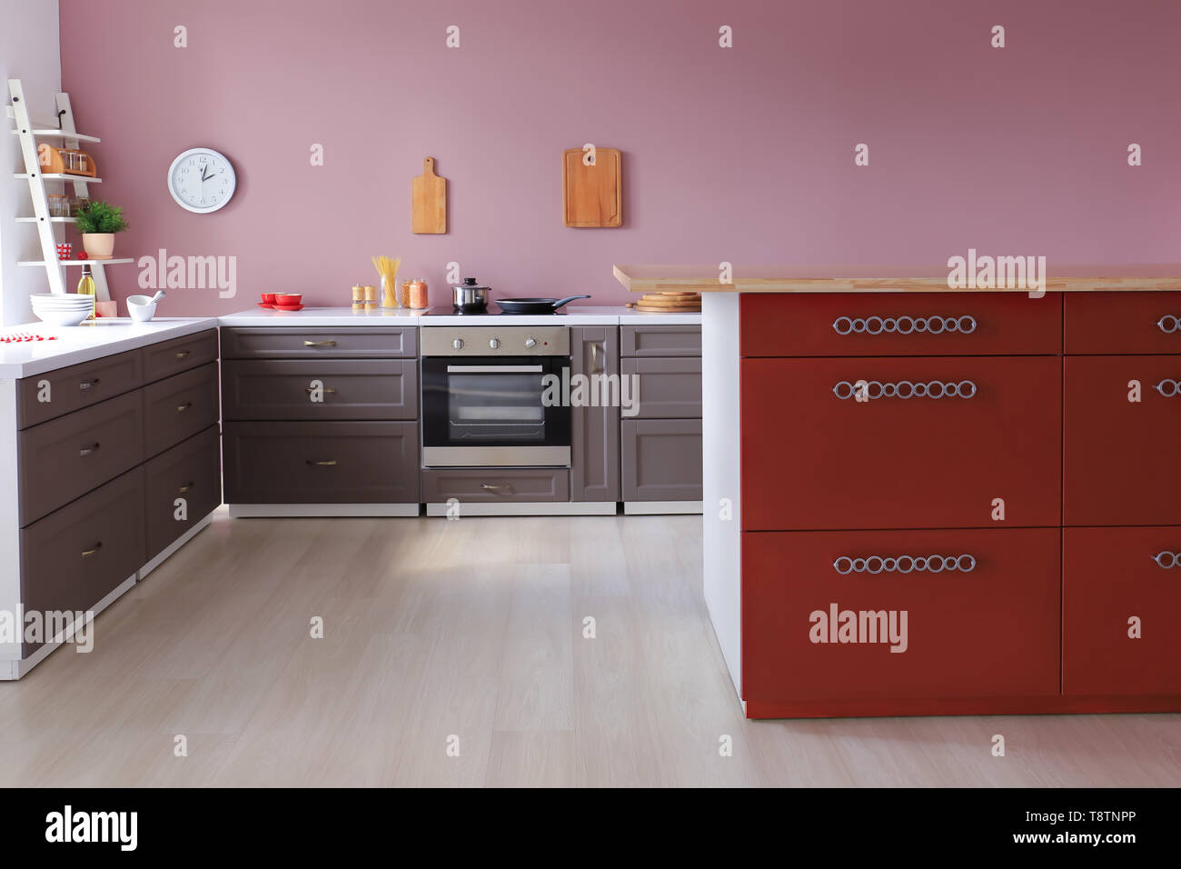 Interior of modern kitchen with stylish furniture Stock Photo - Alamy