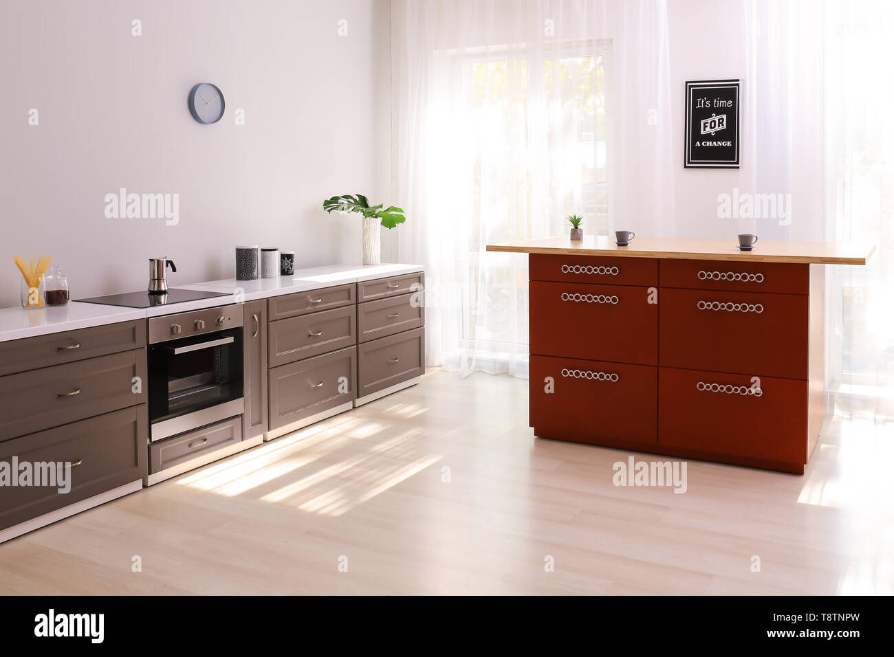 Interior of modern kitchen with stylish furniture Stock Photo - Alamy