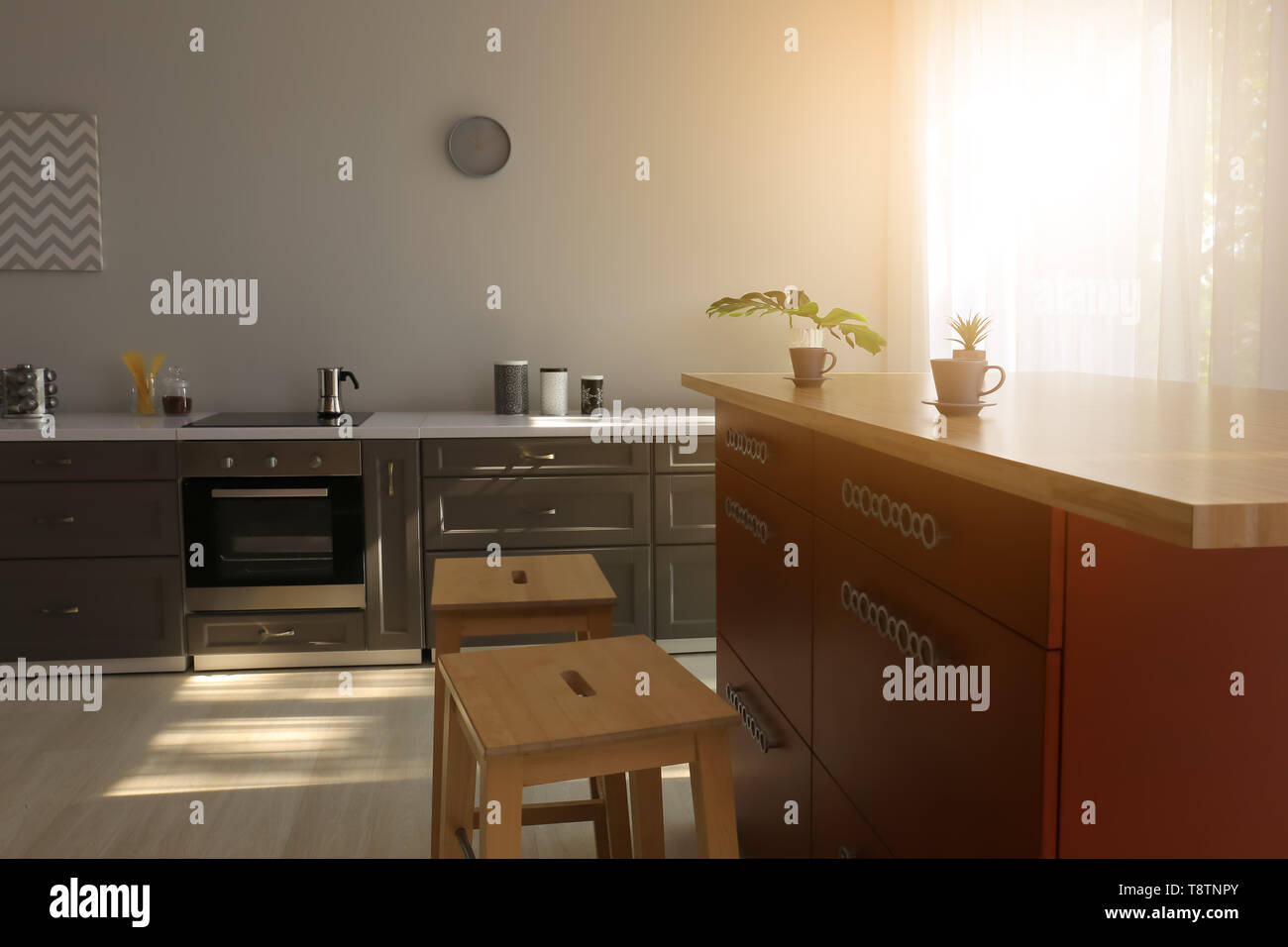 Interior of modern kitchen with stylish furniture Stock Photo - Alamy
