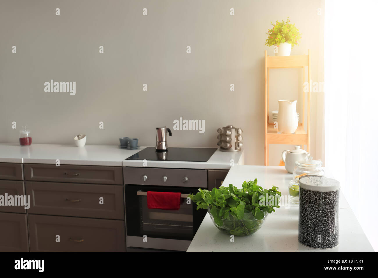 Interior of modern kitchen with stylish furniture Stock Photo - Alamy