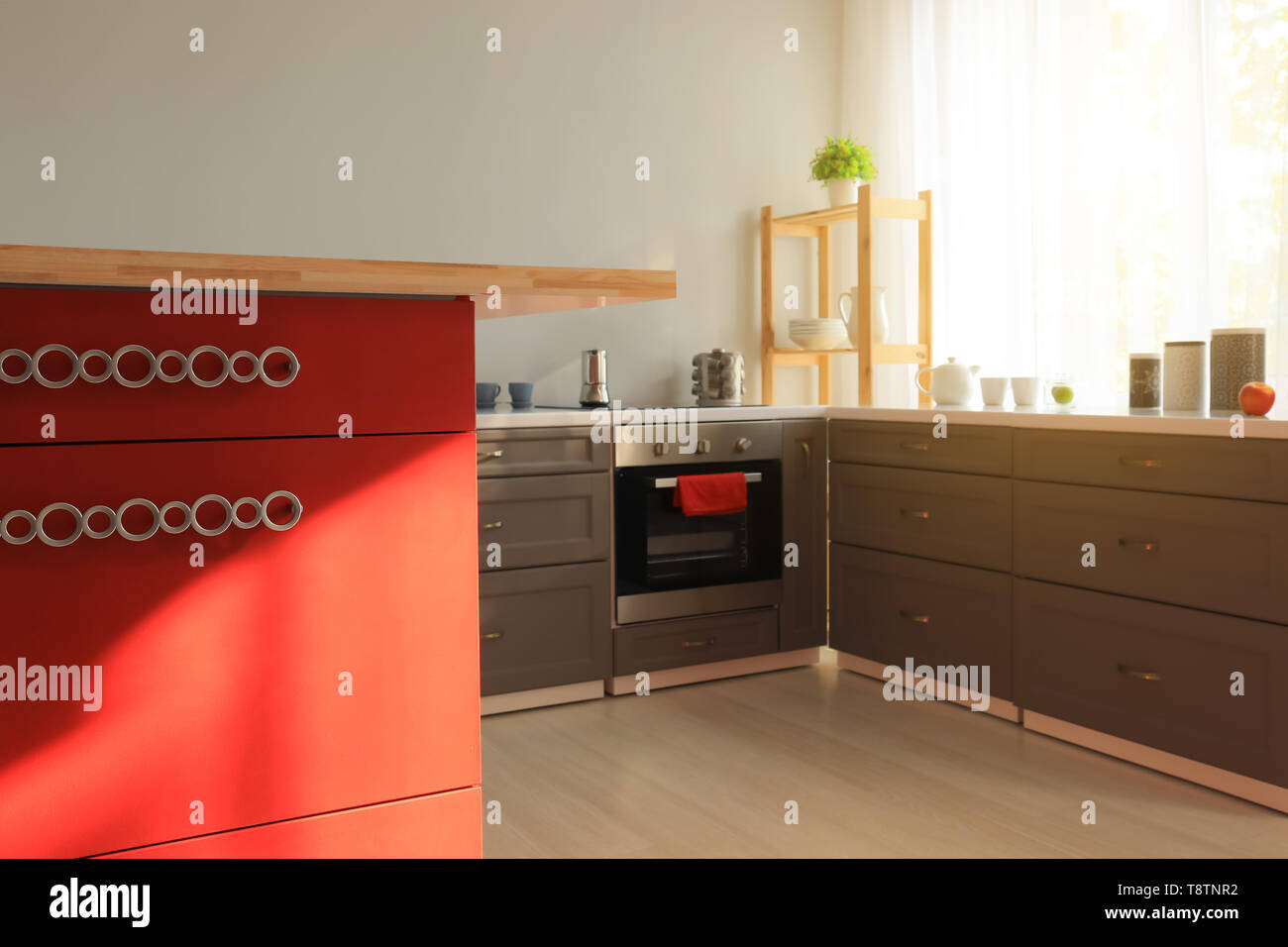 Interior of modern kitchen with stylish furniture Stock Photo - Alamy