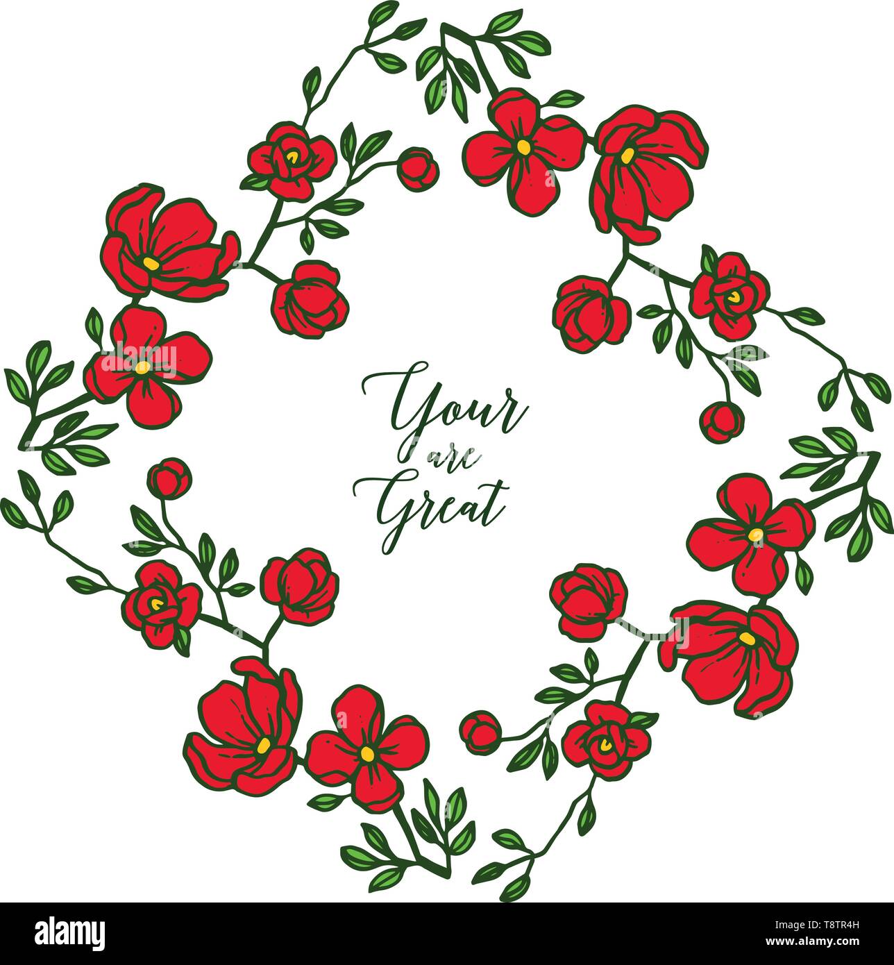 Vector illustration greeting card your are great with beautiful red ...