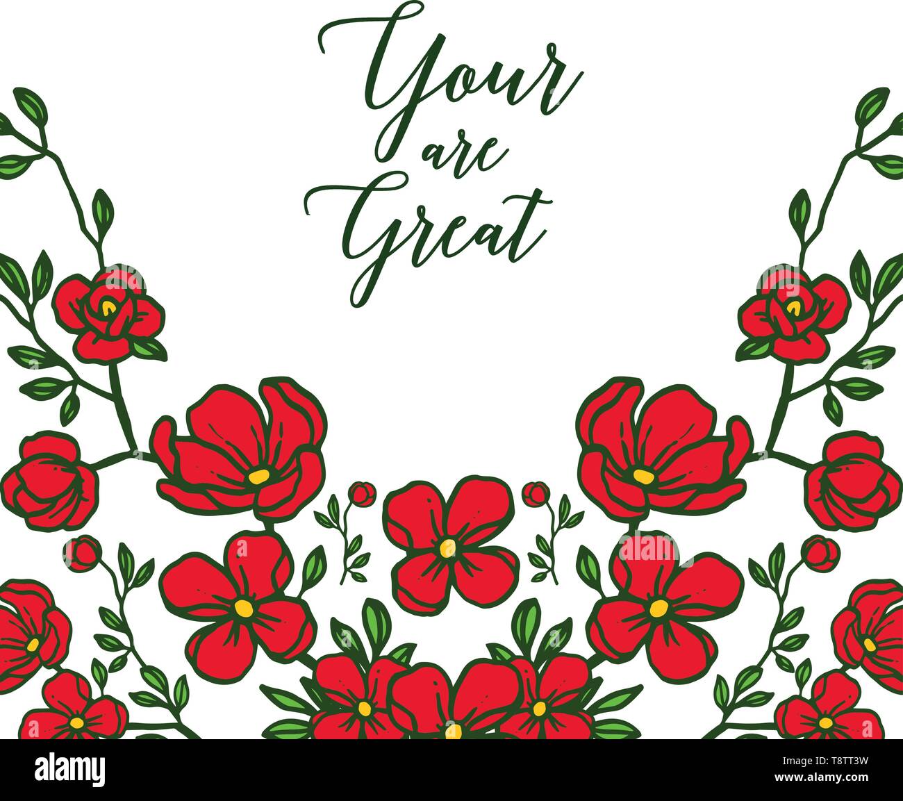 Vector illustration decor card your are great with pattern red wreath ...