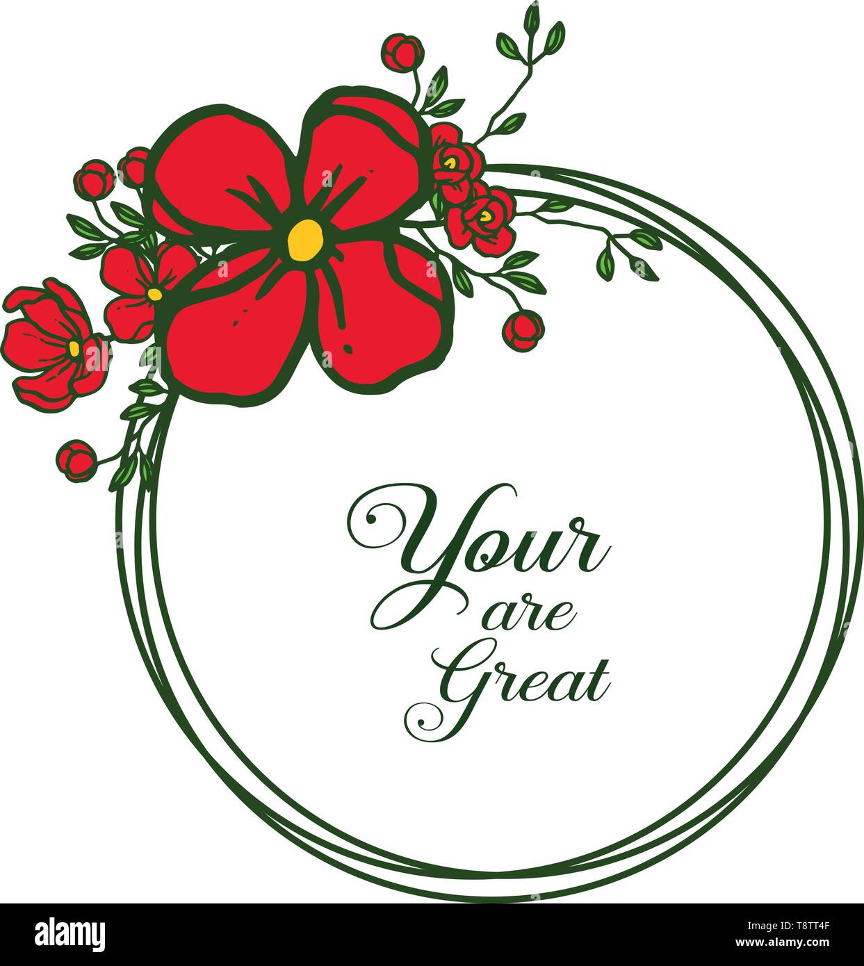 Vector illustration decor card your are great with pattern red wreath ...