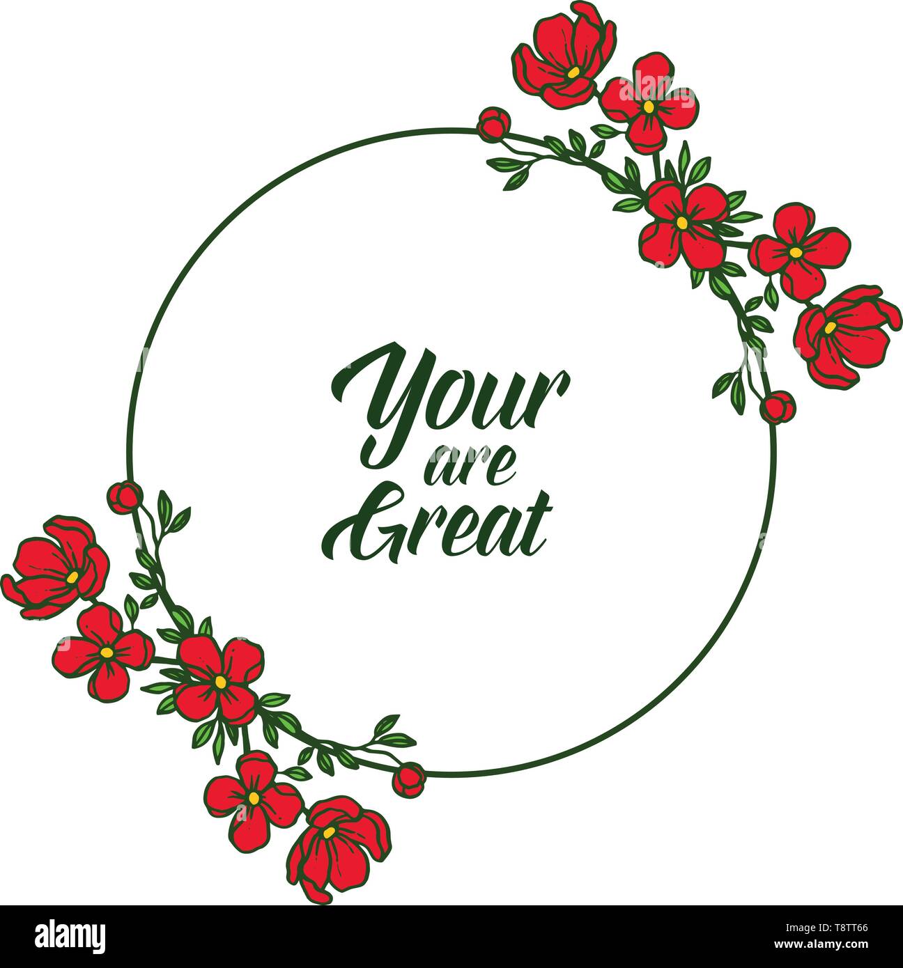 Vector illustration decor card your are great with pattern red wreath ...