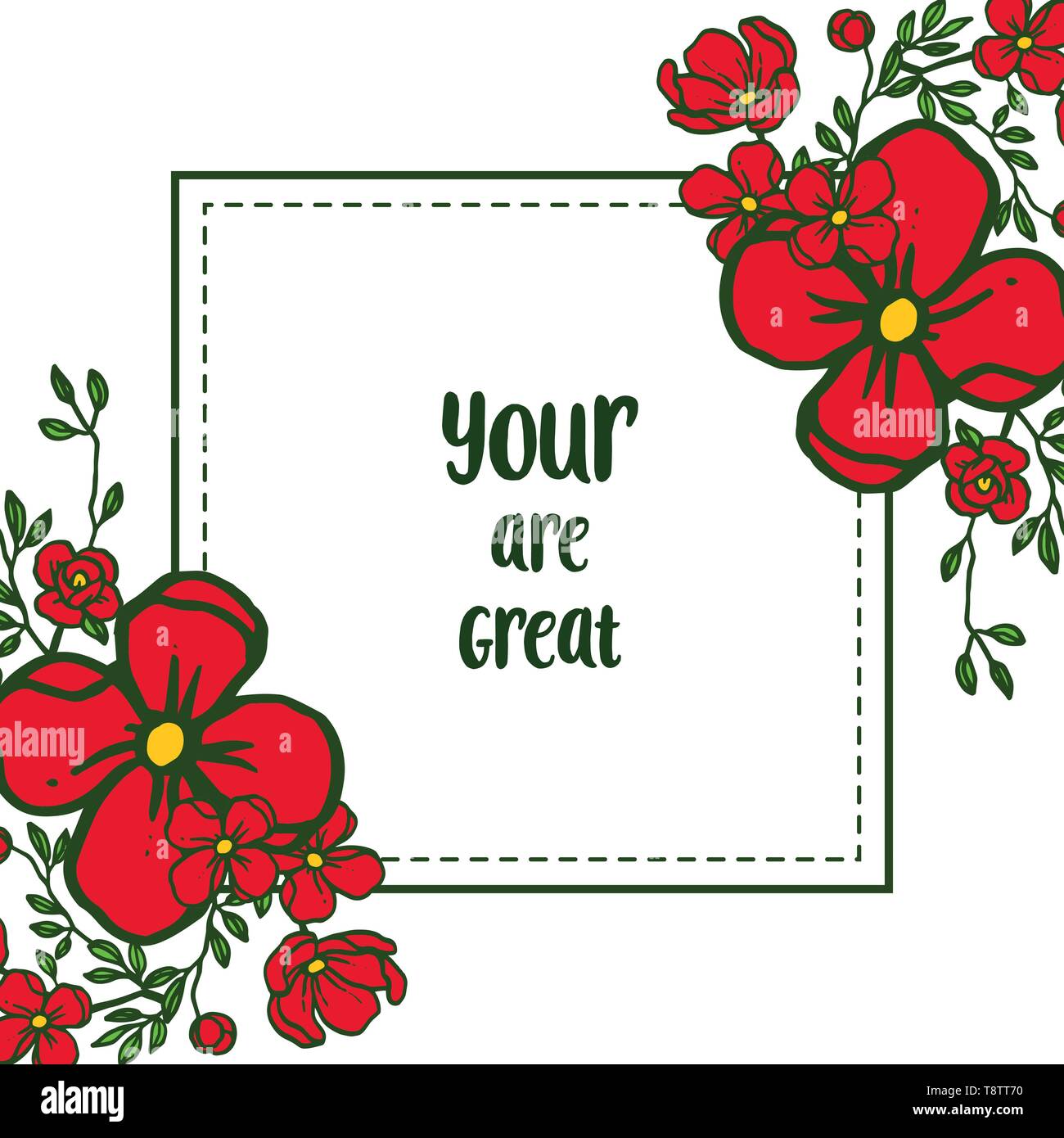 Vector illustration greeting card your are great with elegant red ...