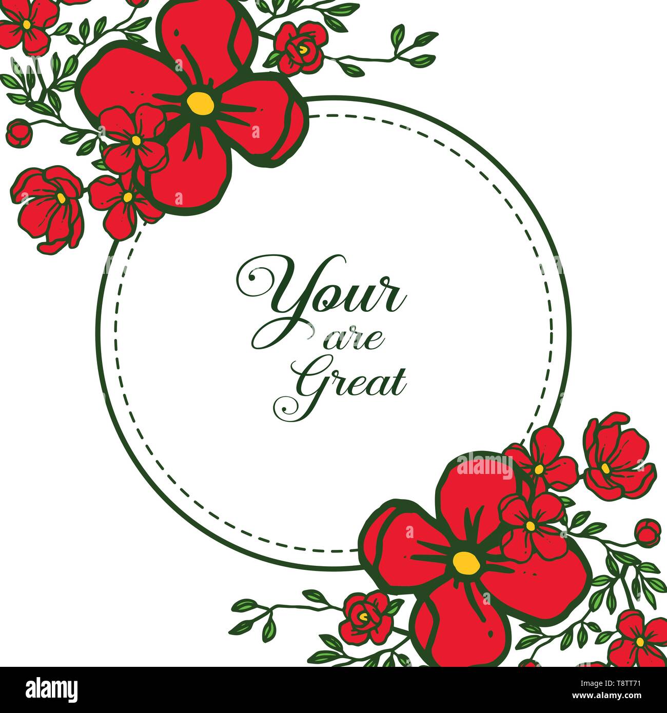 Vector illustration greeting card your are great with elegant red ...